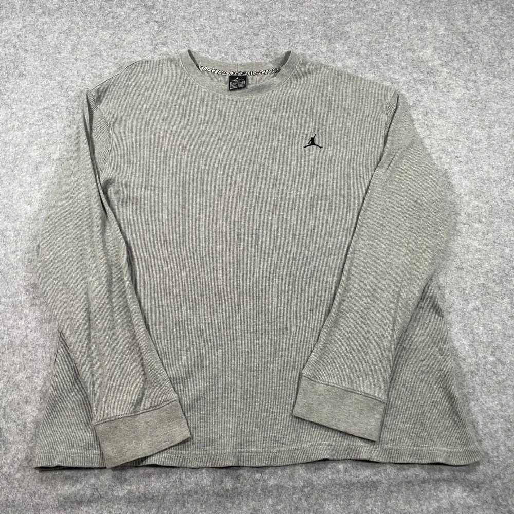 Jordan Mens Shirt XL Gray Long Sleeve Athletic Streetwear Knit Waffle Air